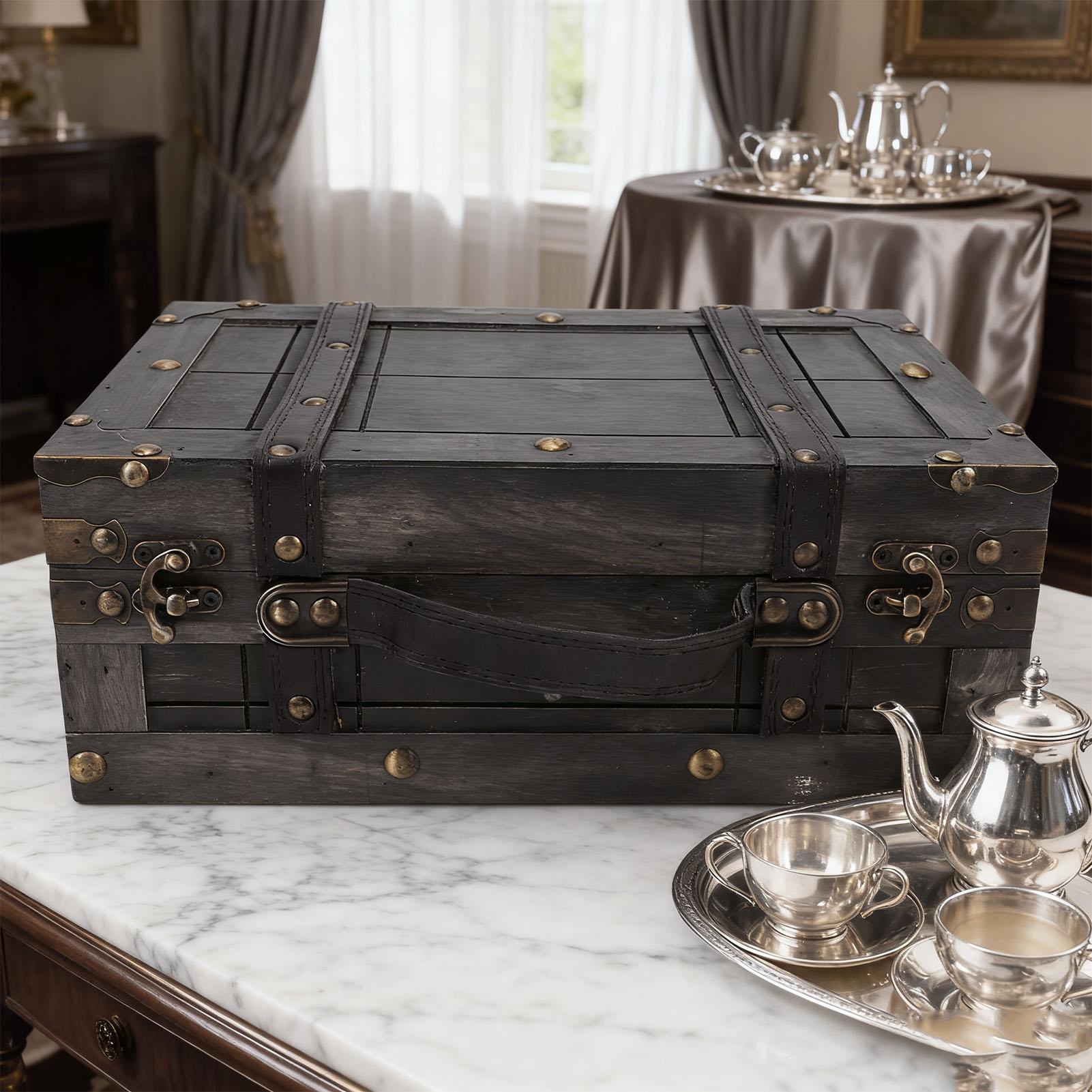 Wood Storage Trunk Wooden Ches - Retro Vintage Trunk Suitcase 评论和价格