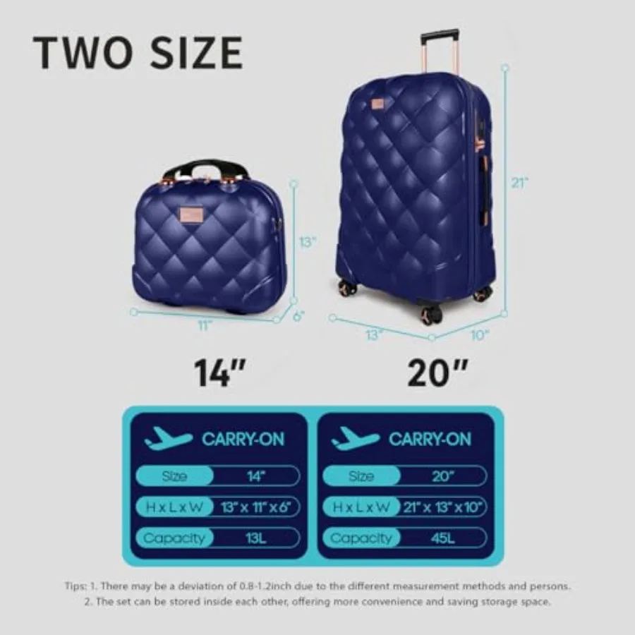 2-Piece Set 14/20in Carry On L - Expandable Hard Shell Luggage Set 评论和价格