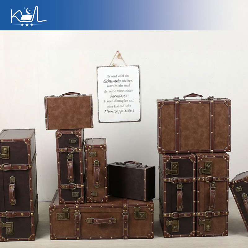 Vintage Brown Decorative Suitc - Retro Vintage Trunk Suitcase 评论和价格