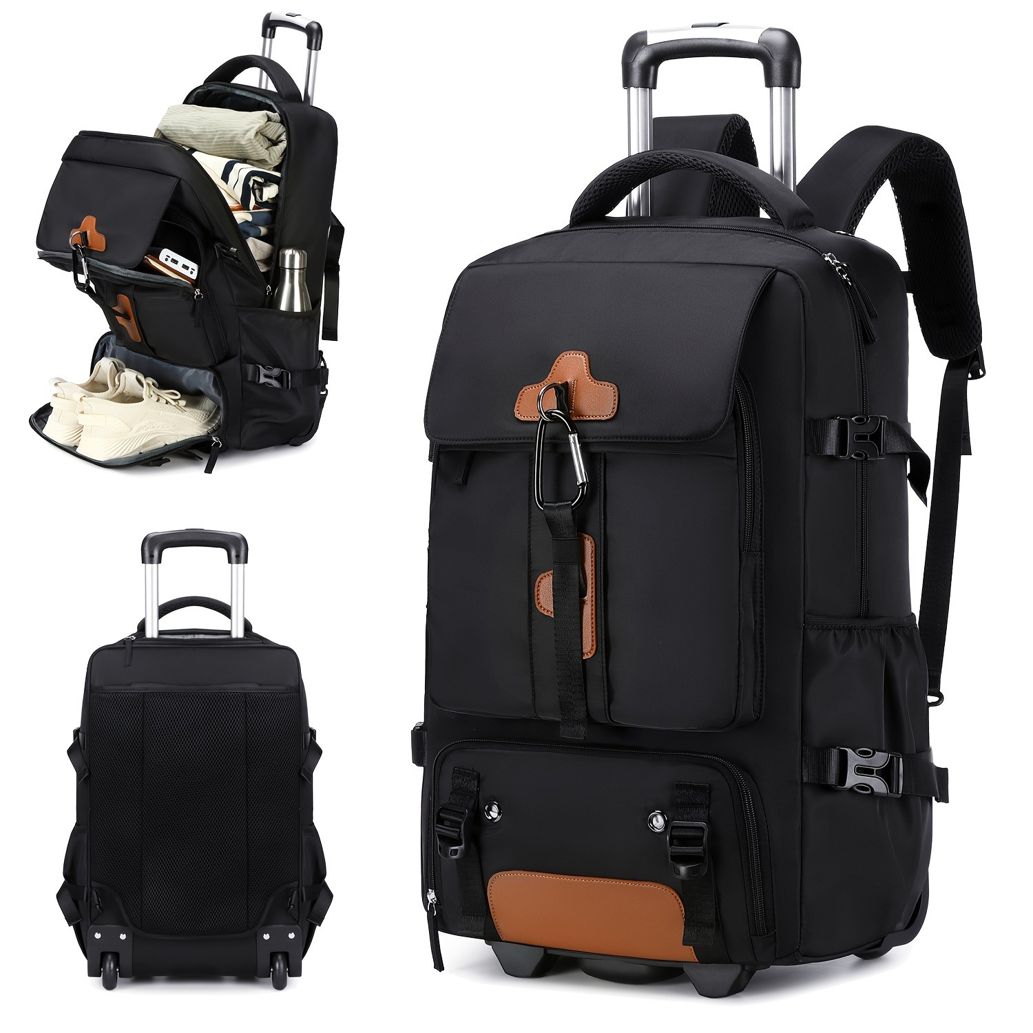 Rolling Backpack Large Capacit - Foldable Rolling Luggage Bag 评论和价格